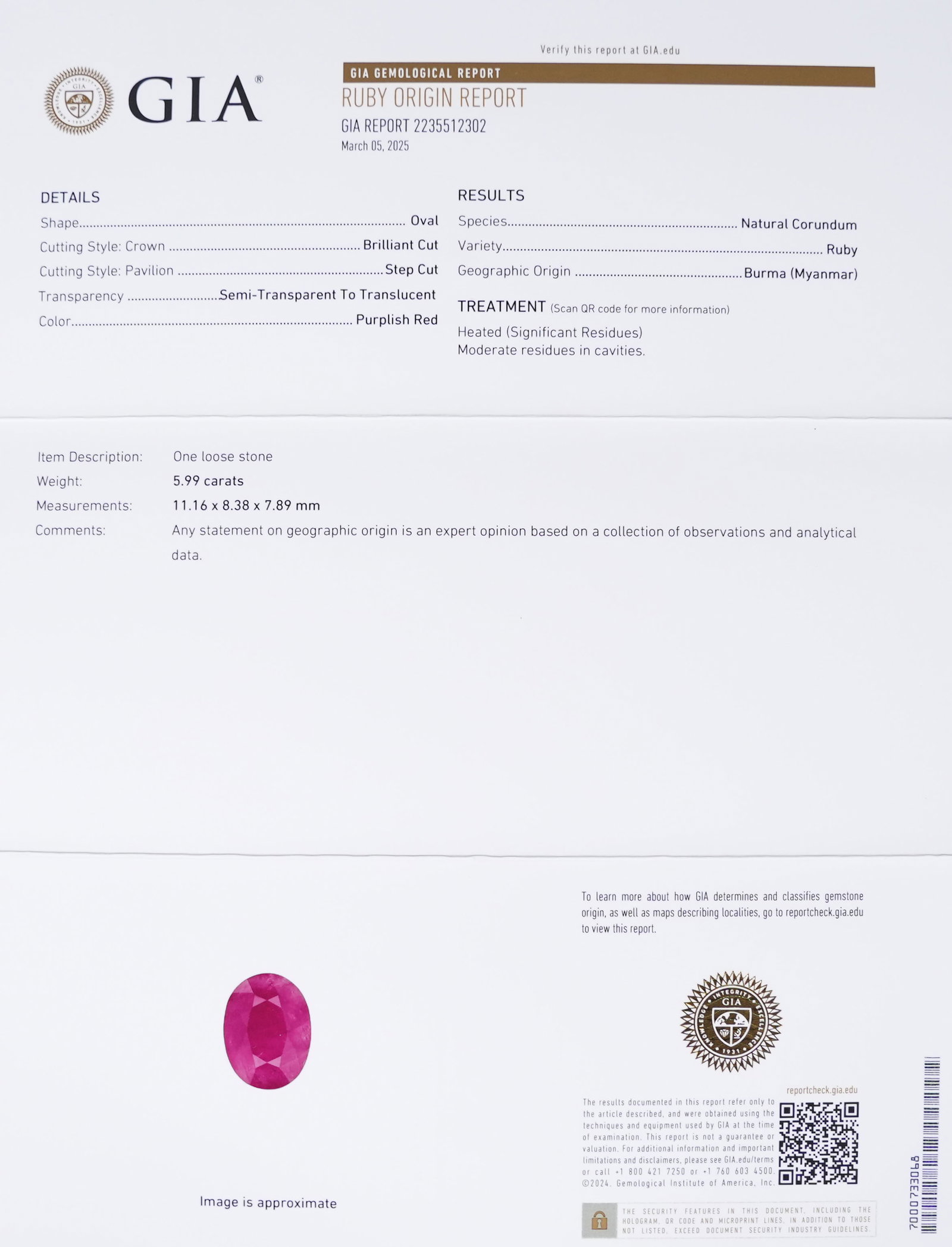 Platinum Burmse ruby diamond ring GIA - 9