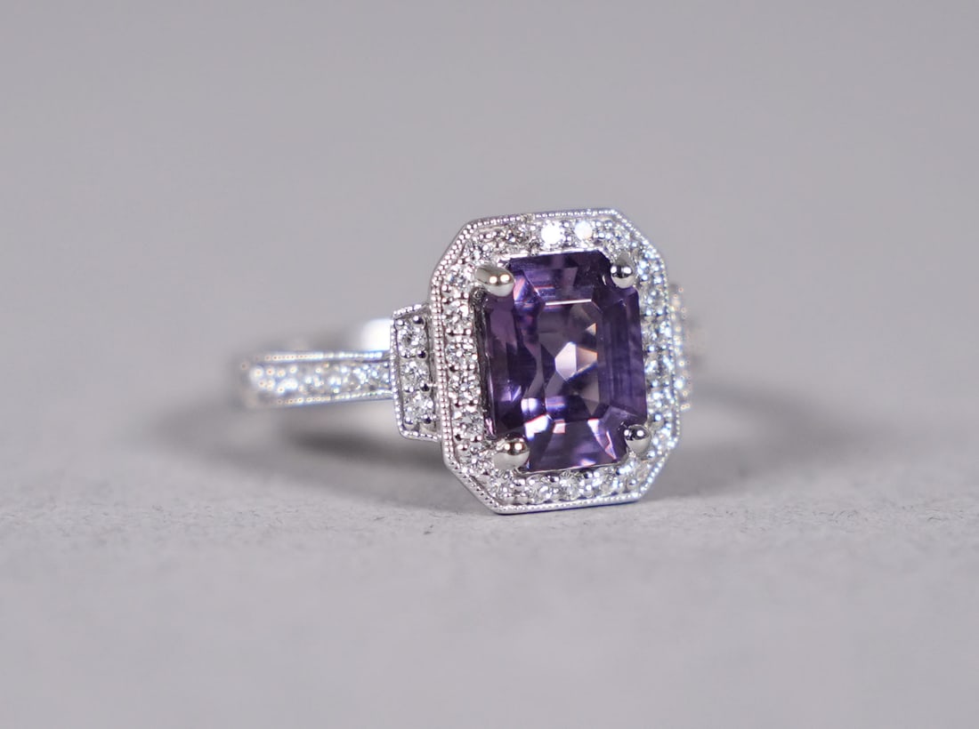 Platinum natural unheated spinel diamond ring GIA (1 of 10)
