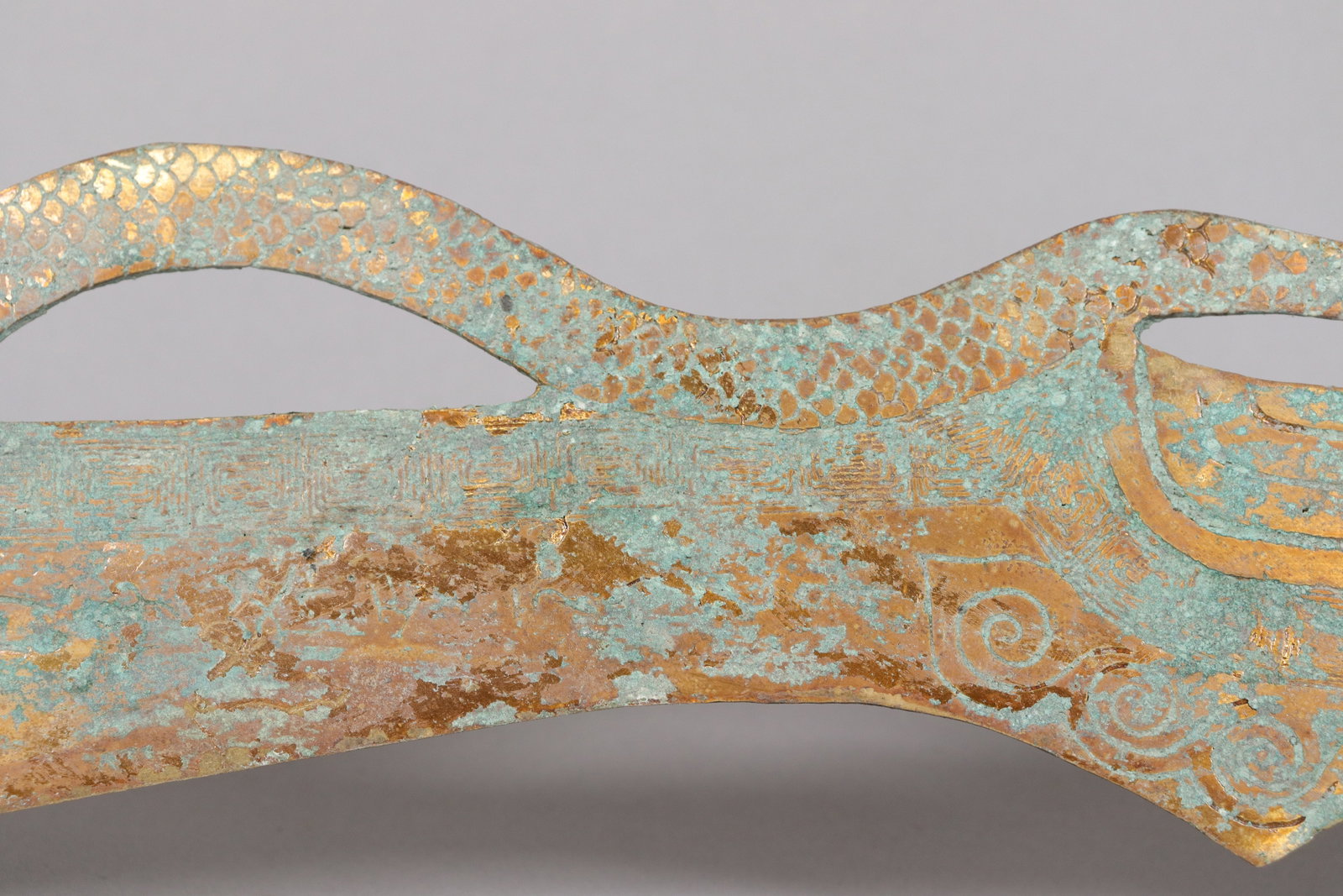 Chinese fine gilted bronze sword - 4