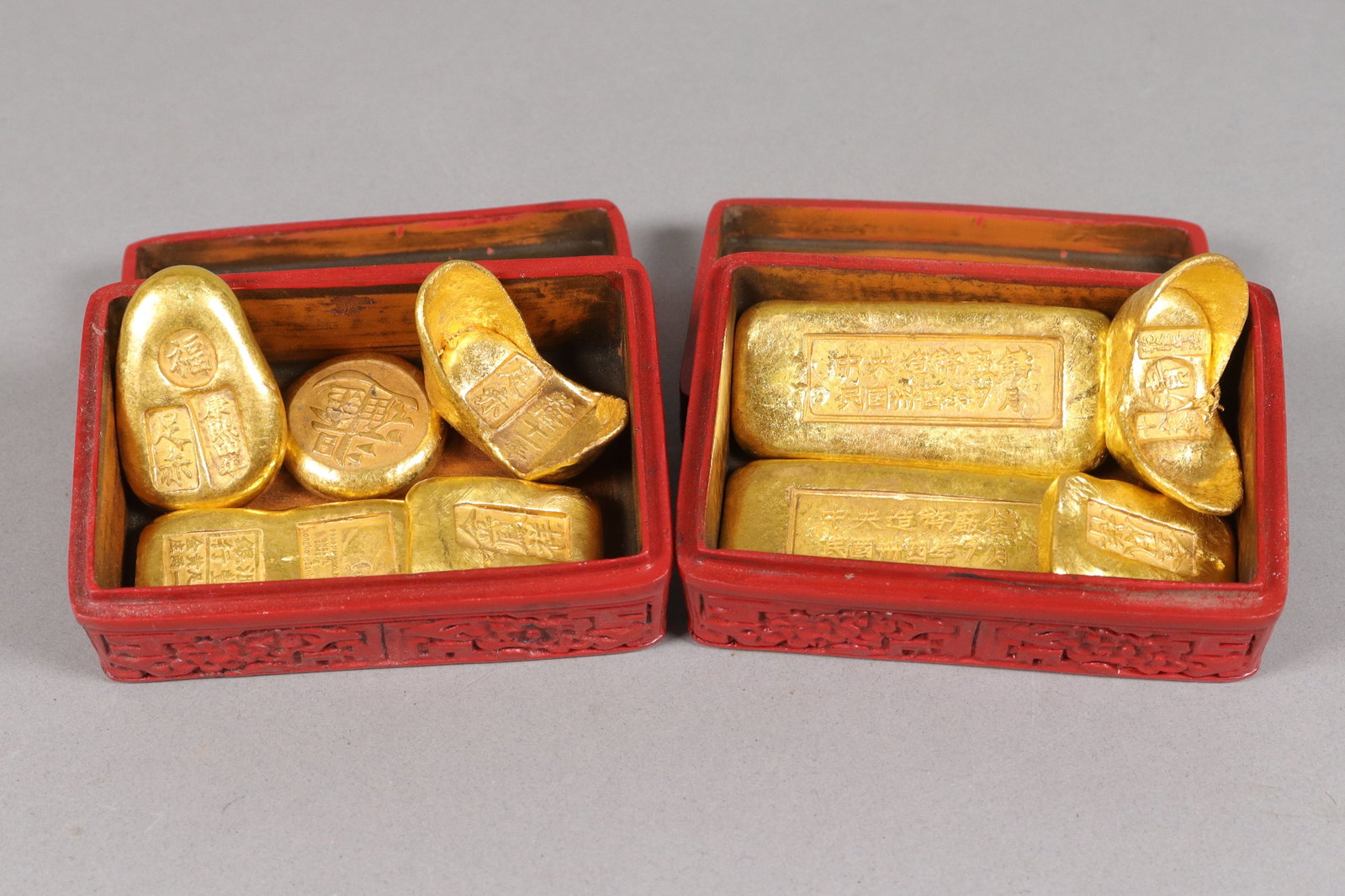 Lots Chinese ingots ungraded: Lots Chinese ingots ungraded. We do not guarantee its material, age, grading, carvings and engravings. All sales are final, no return. Condition selling it as is. Chinese large red carved brush