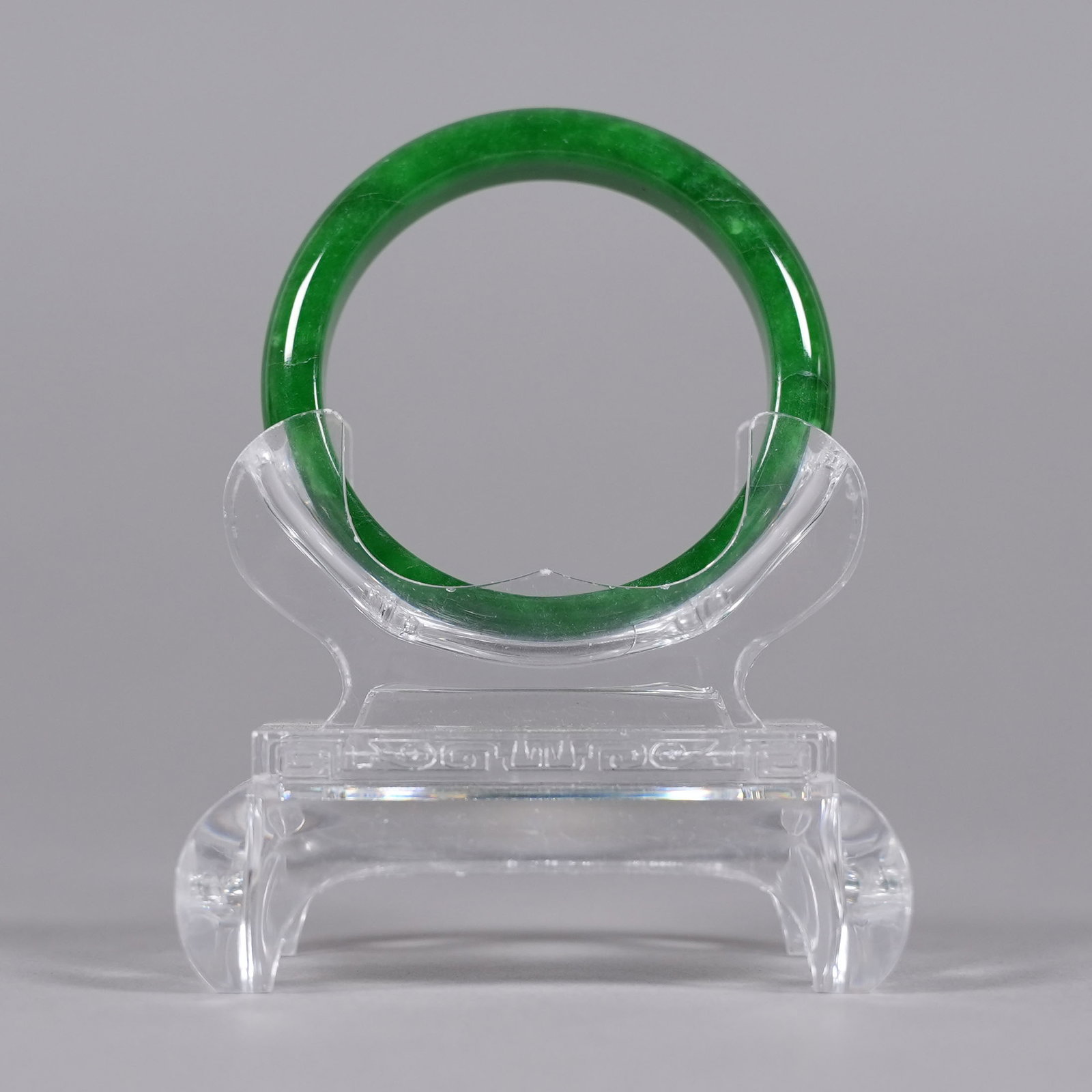 Chinese apple green jadeite bangle: Chinese apple green fine jadeite bangle.
