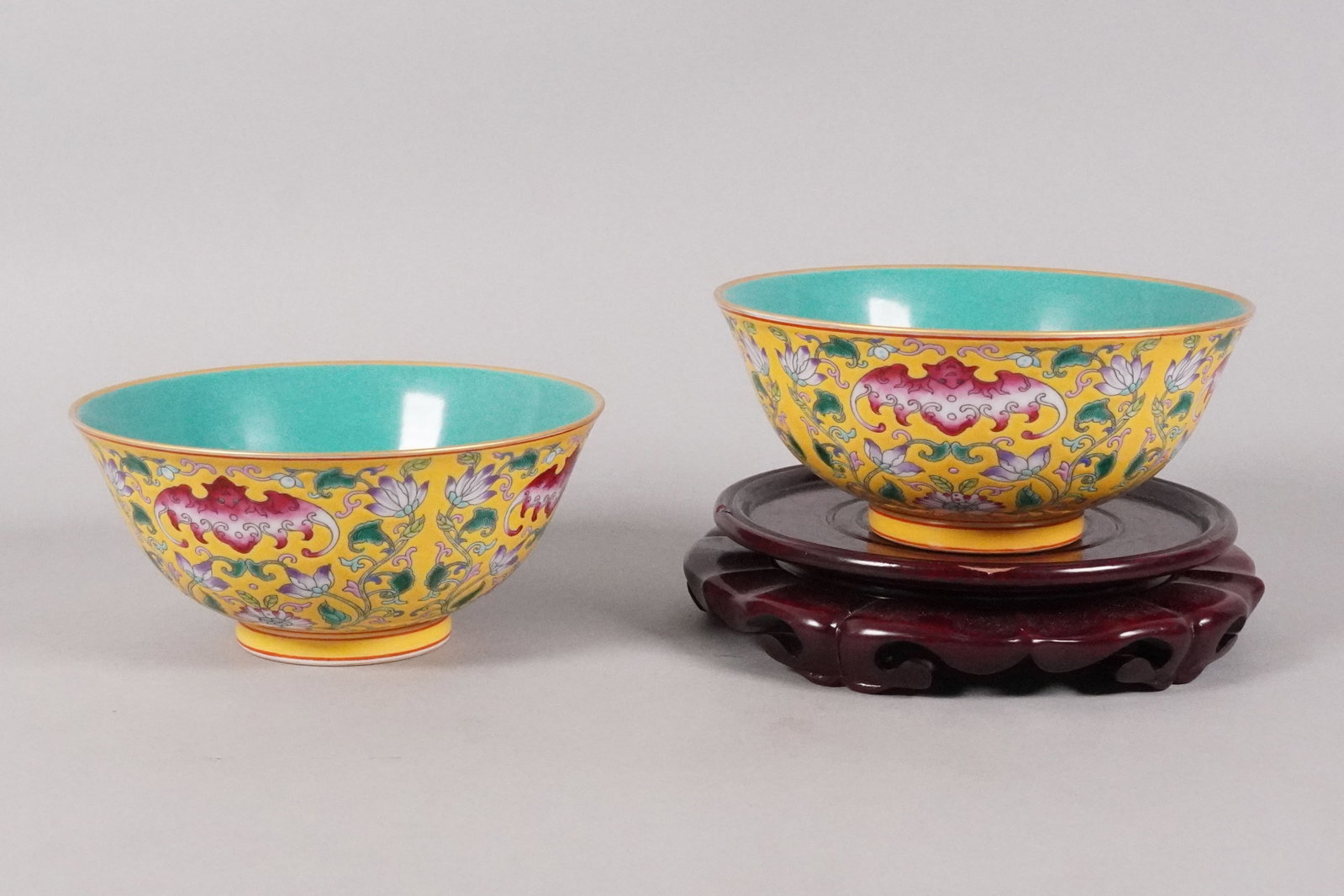 2 Chinese fine yellow bowls (1 of 6)