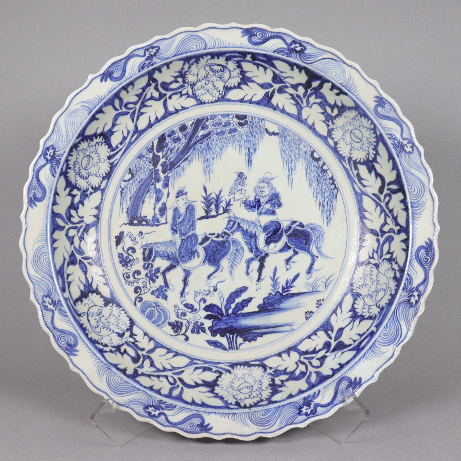 Chinese fine b/w charger plate (1 of 6)