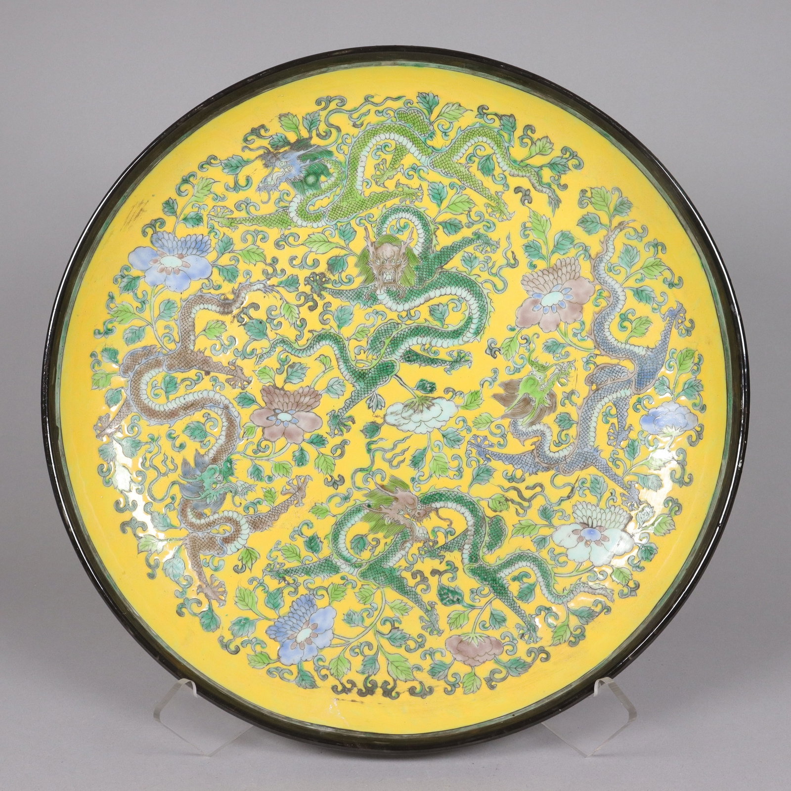 Chinese fine yellow dragon charger (1 of 6)