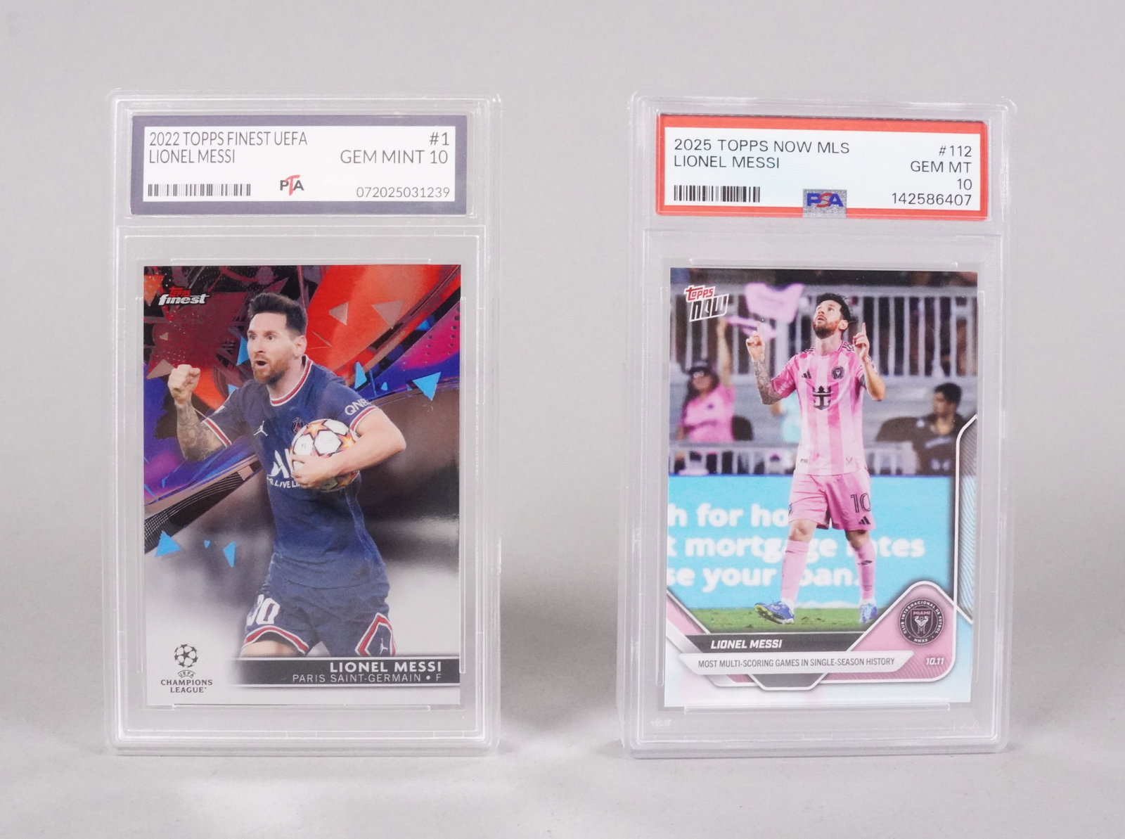2 Lionel Messi card: 2 Lionel Messi card, one was graded PSA.