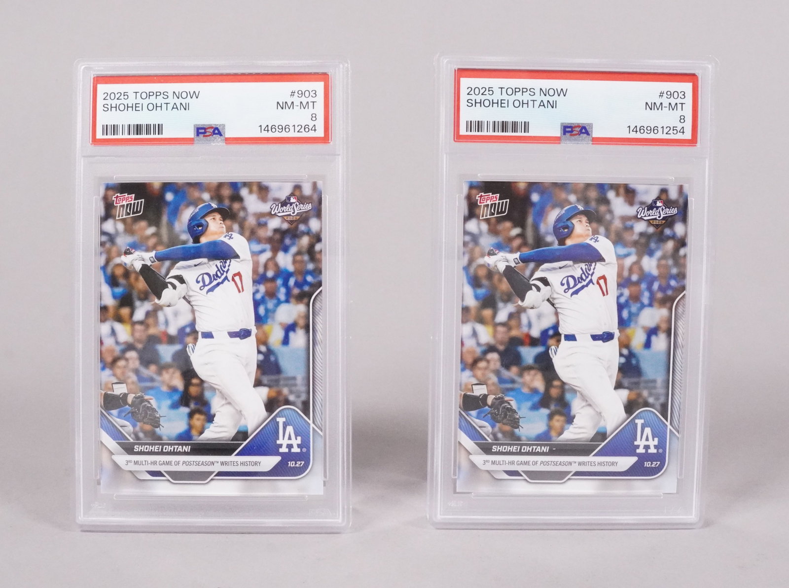 2 Topps Shohei Ohtani card PSA: 2 Topps Shohei Ohtani cards, PSA graded.