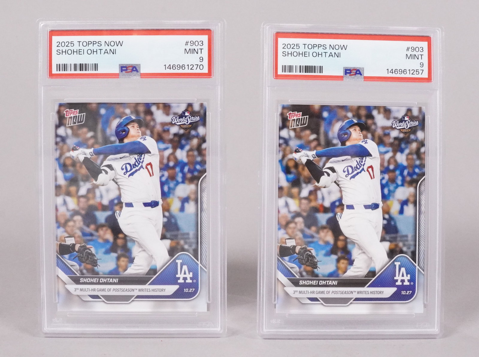 2 Topps Shohei Ohtani card PSA: 2 Topps Shohei Ohtani card, PSA graded.