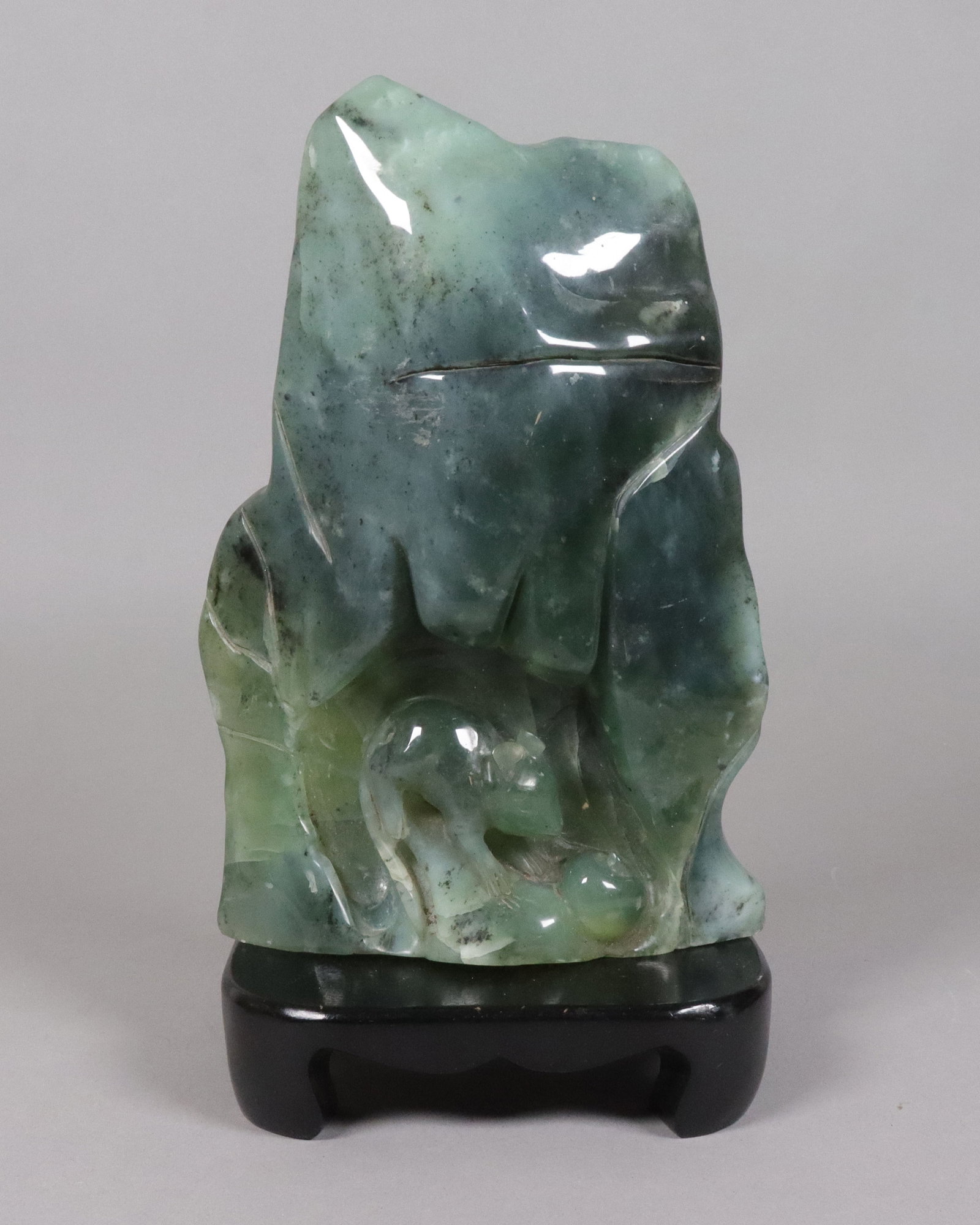 A fine carved stone: A fine carved stone. H: 9" x W: 6."