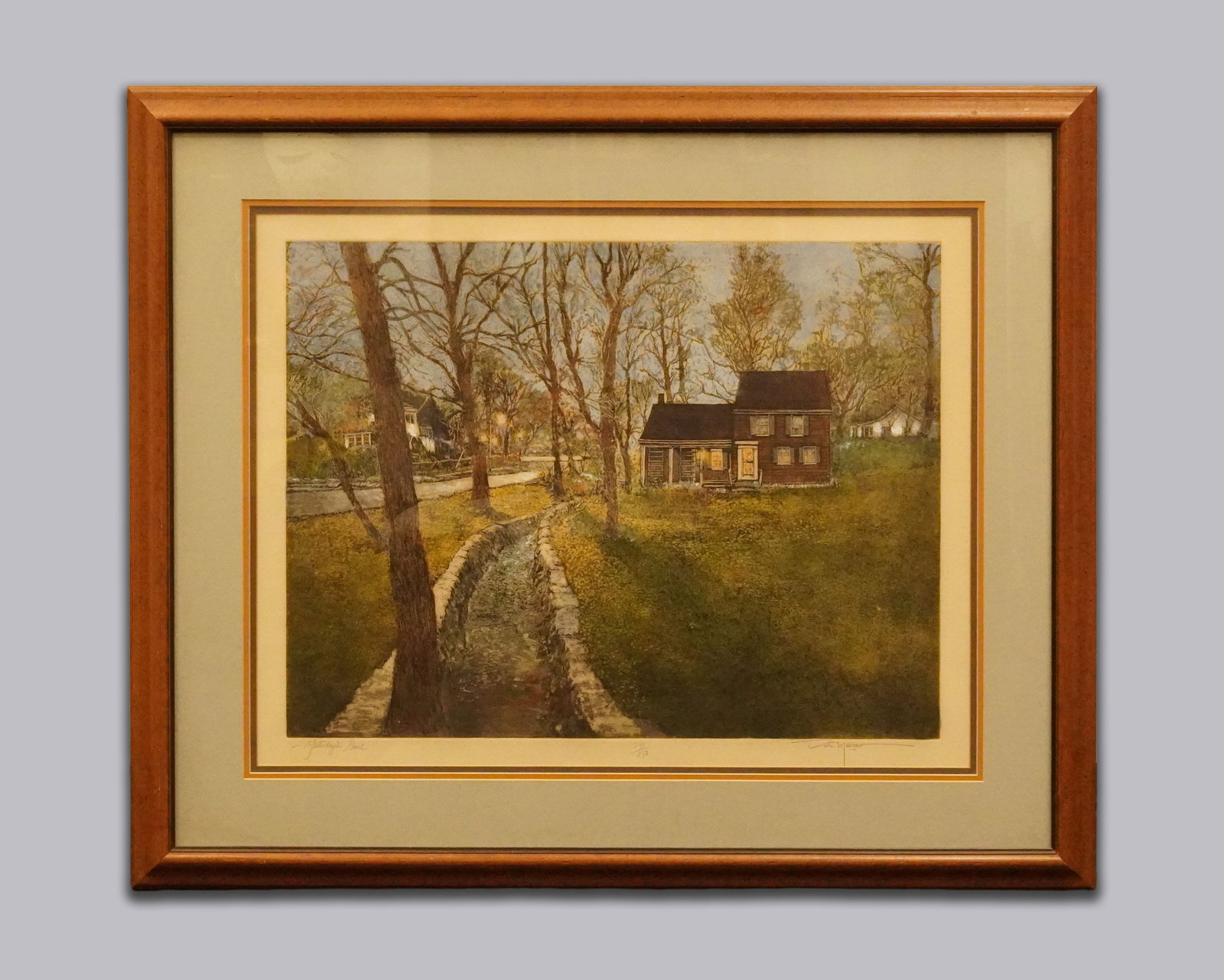 A vintage fine framed art: A vintage fine framed art. H: 32" x W: 38."