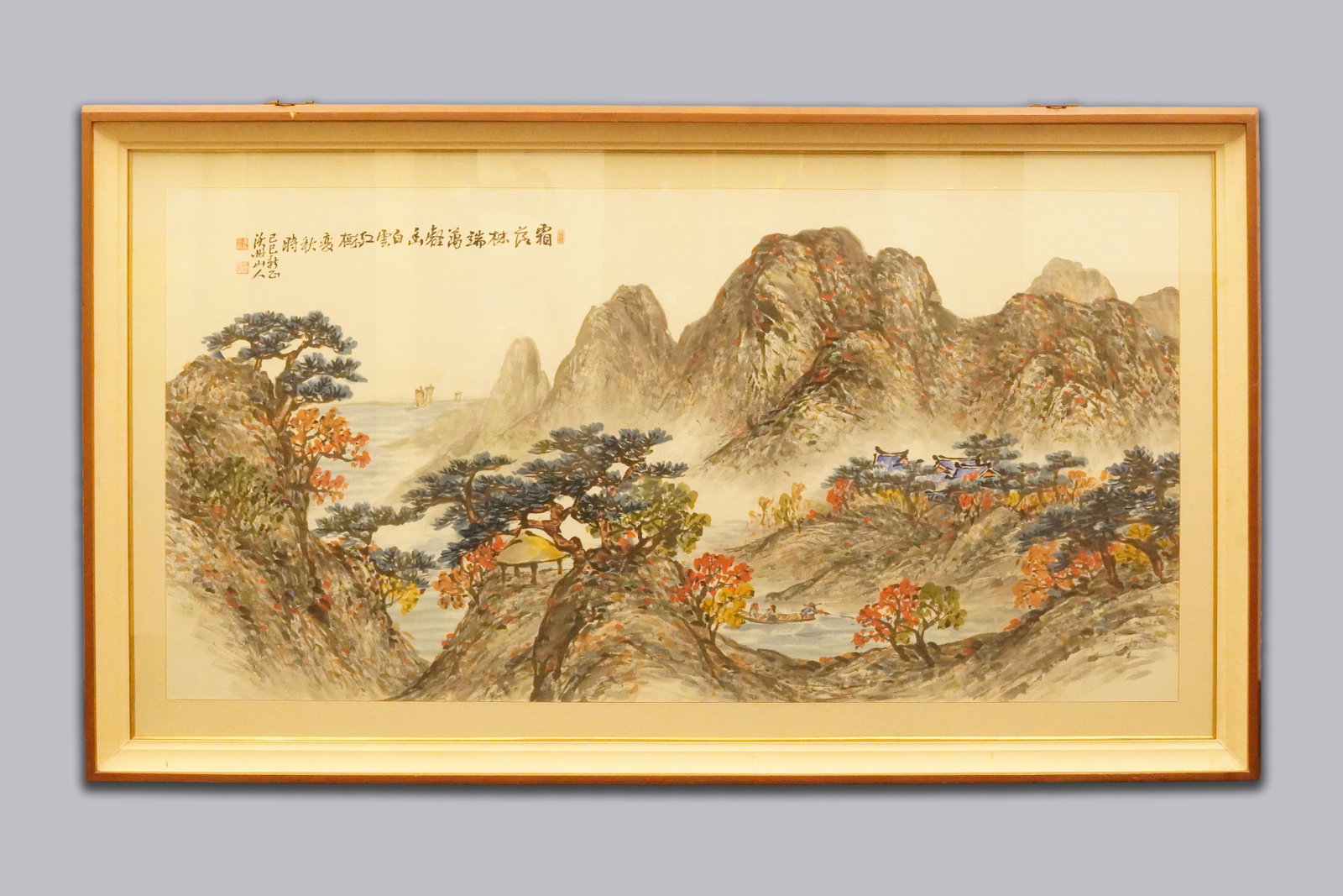 Chinese large estate painting: Chinese large estte painting. H: 36" x W: 62."