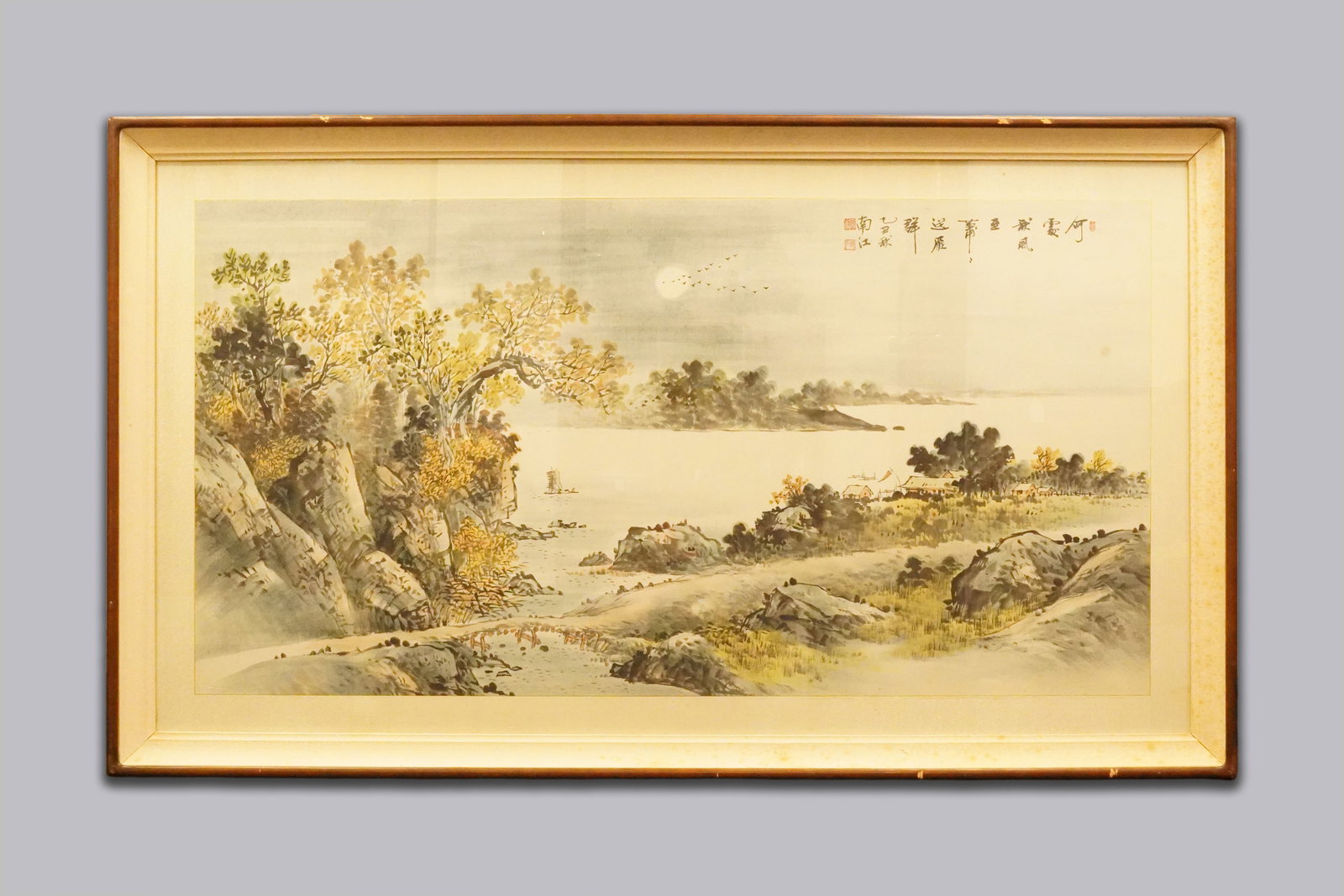 Chinese large estate painting: Chinese large fine estate painting. H: 36" x W: 62."