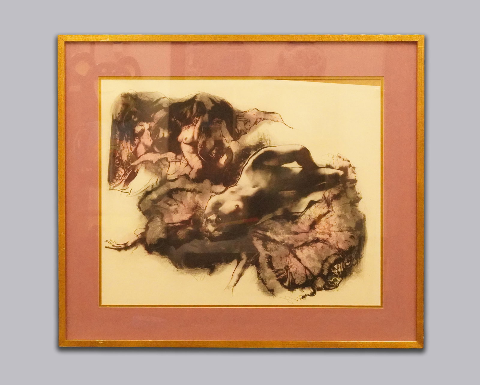 A vintage large framed art estate (1 of 6)