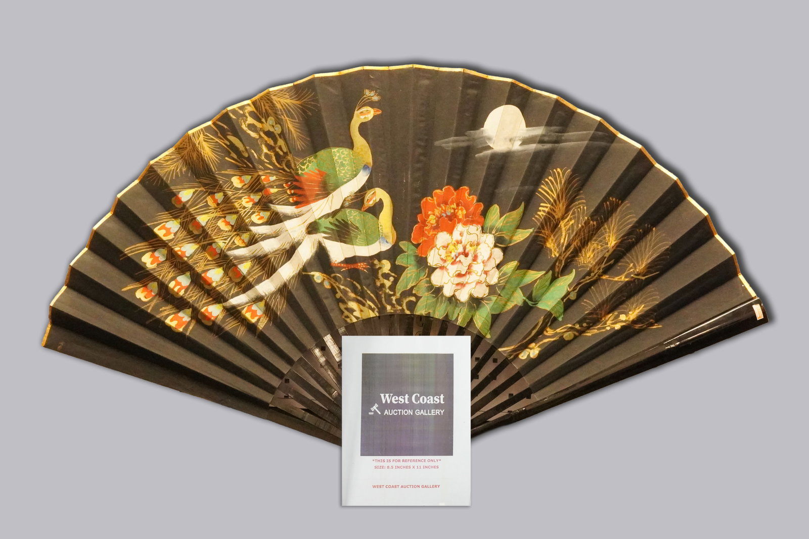 Large decorated Asian fan - 2