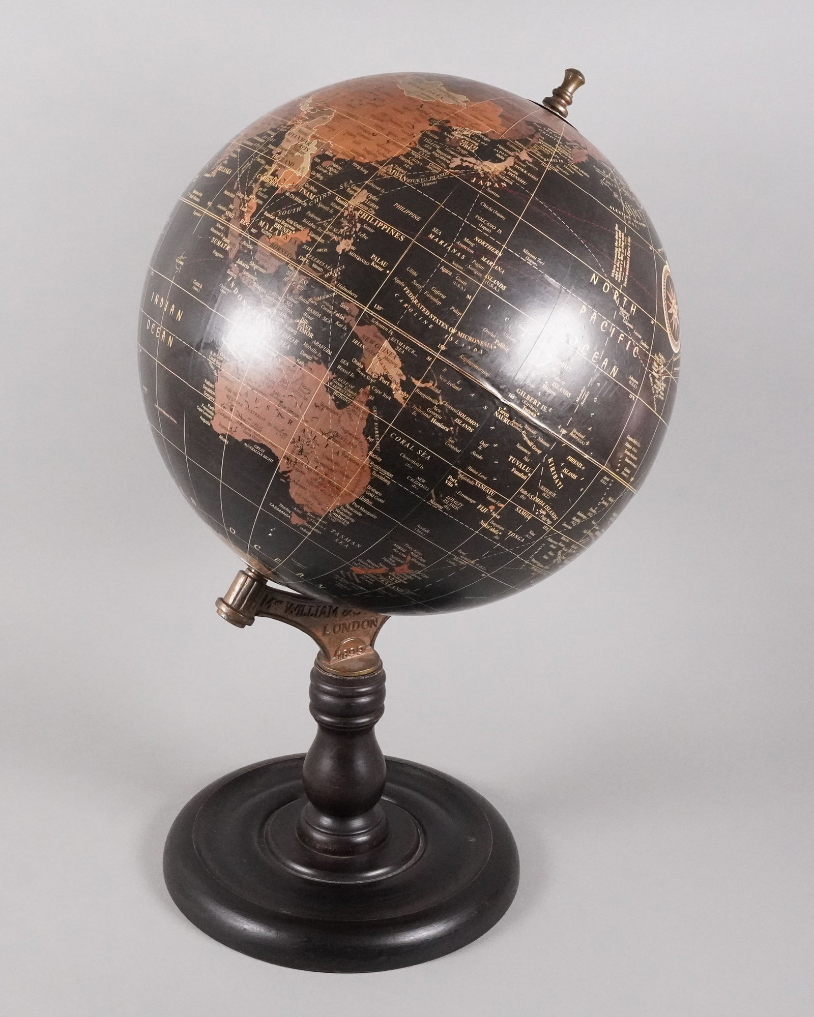 Antique globe estate: Antique globe estate. Dated and marked. H: 25" x W: 16."