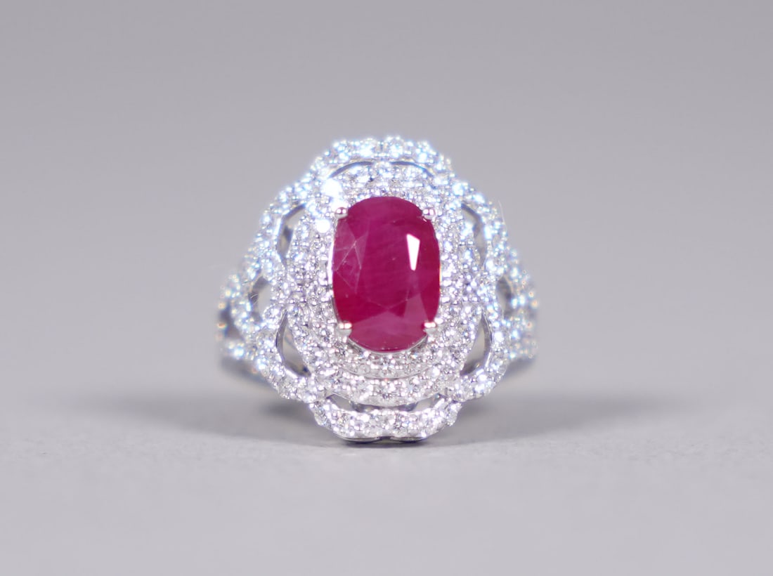 Platinum Burma Ruby diamond ring US 6.75 - 2