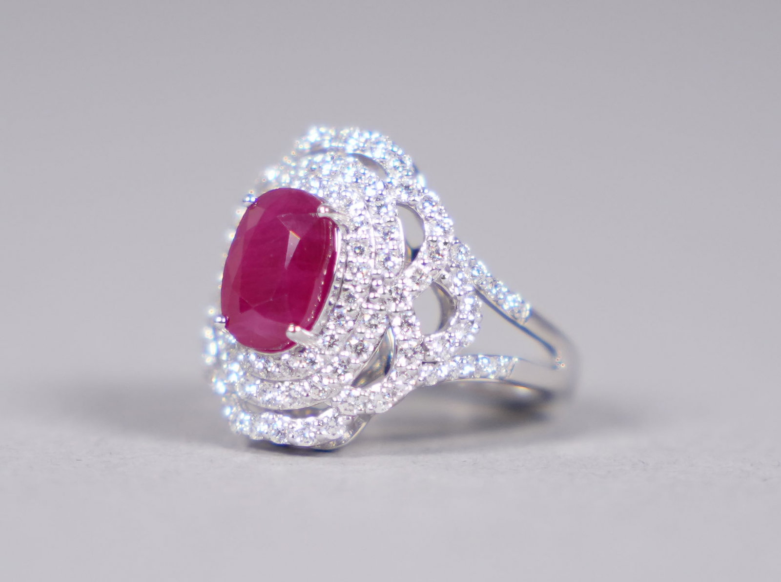 Platinum Burma Ruby diamond ring US 6.75 - 5