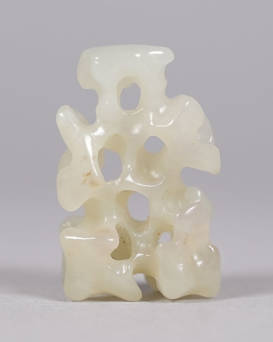 Chinese antique celadon jade: Chinese antique Qing dynasty celadon jade carving.