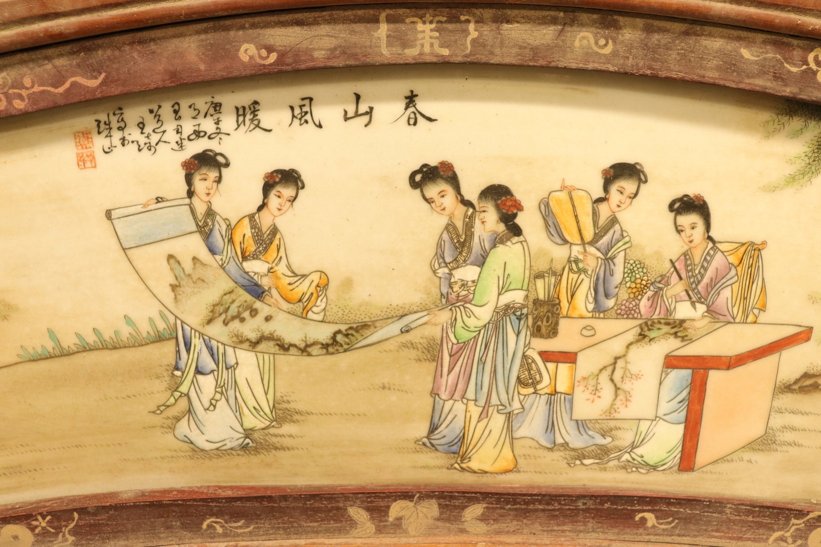 Chinese framed porcelain tile - 4