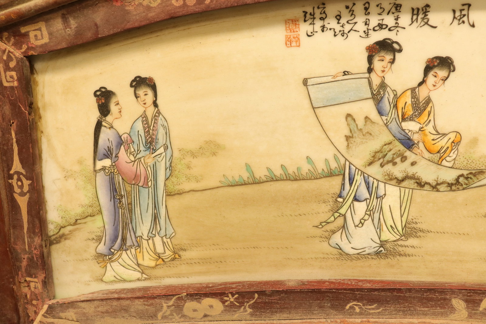 Chinese framed porcelain tile - 5