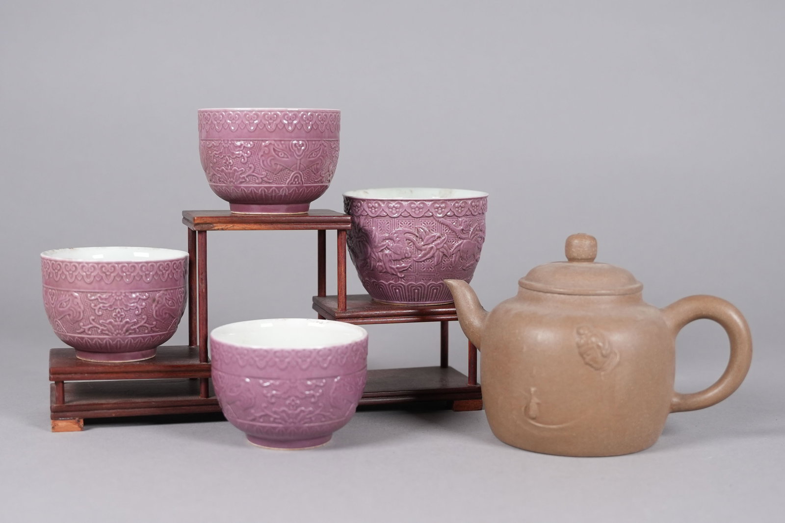 Lots Chinese tea items: Lots Chinese tea items. Largest H: 4.2" x W: 6."