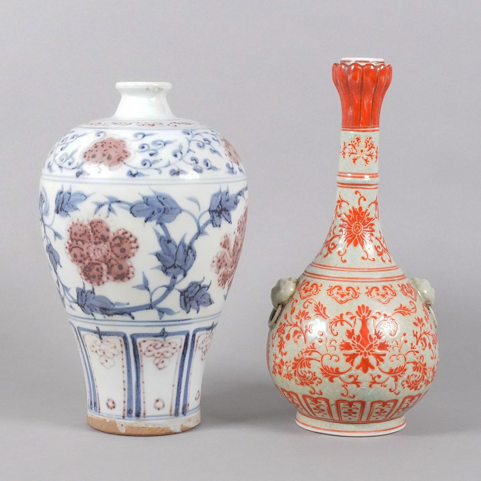 2 Chinese fine vase: 2 Chinese fine vase, largest H: 11" x W: 6."
