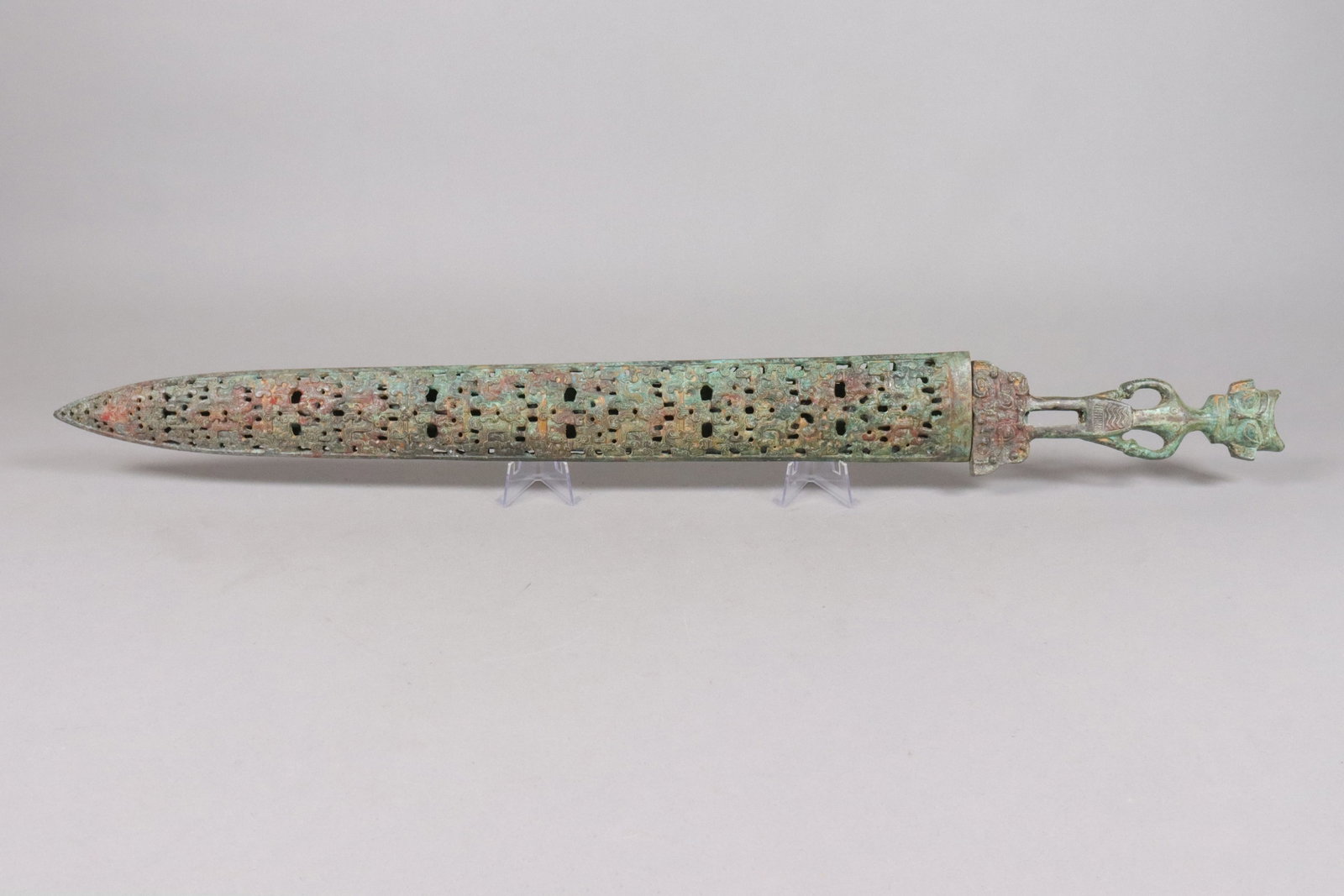 Chinese long heavy bronze sword: Chinese long heavy bronze sword. L: 26" x W: 2.25."