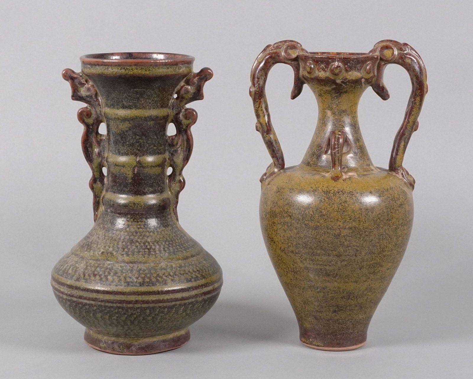 2 Chinese fine green vase: 2 Chinese fine green vase, largest H: 9" x W: 6."