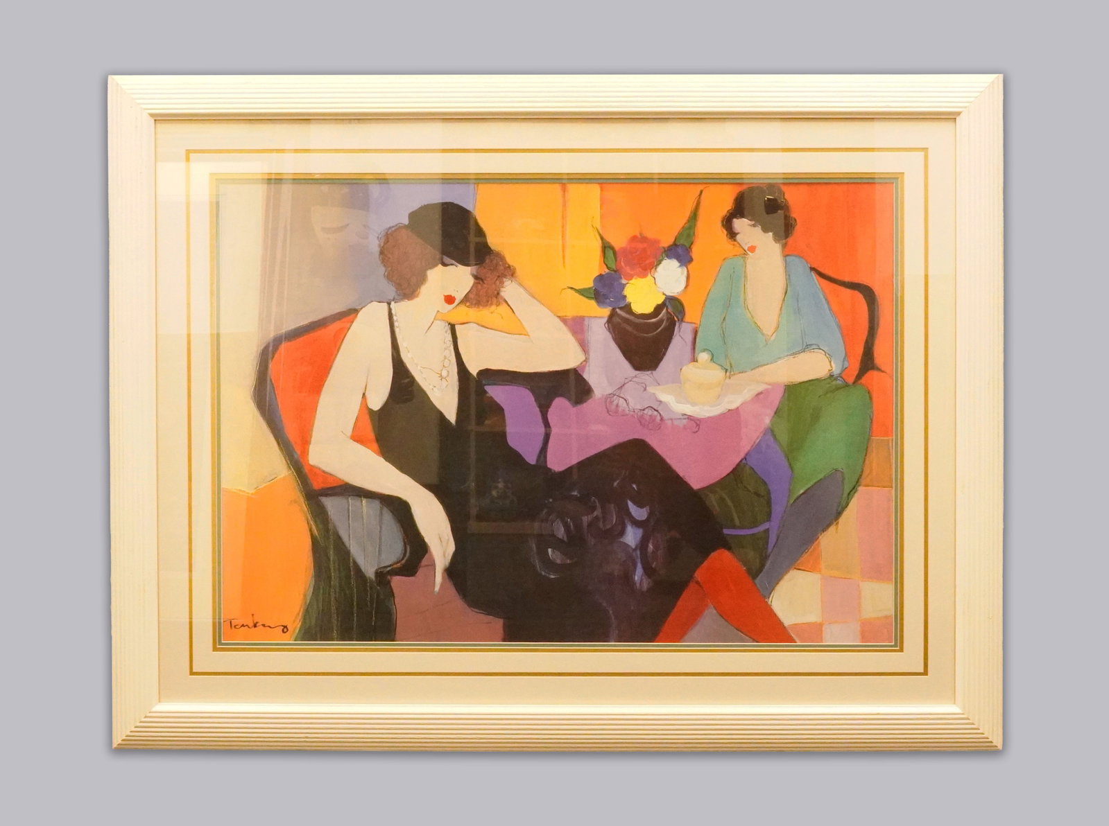 Estate vintage framed art: Estate vintage framed art. H: 35.5" x W: 46."