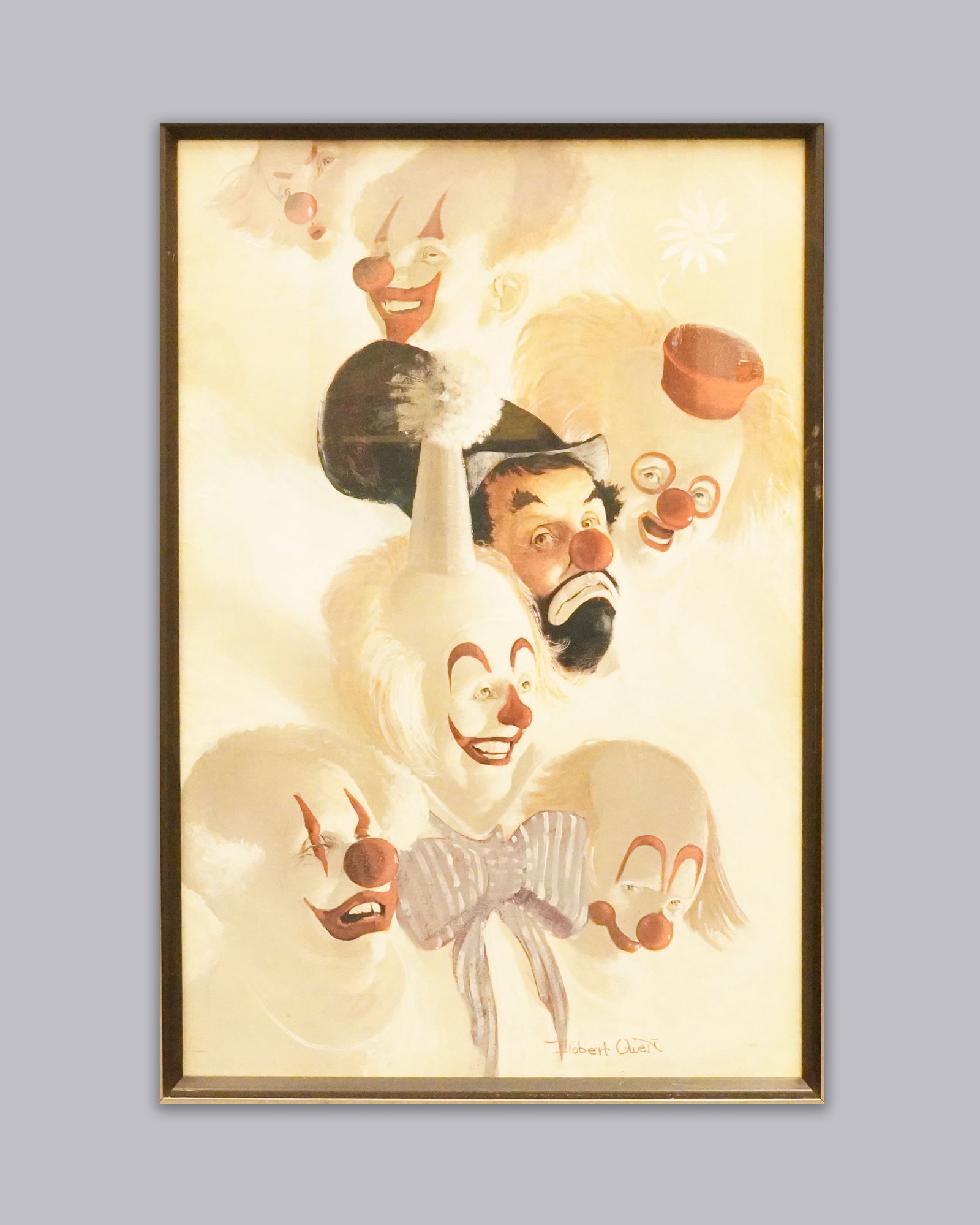 Estate vintage framed art signed: Estate vintage framed art, signed. H: 37.5" x W: 25.5."