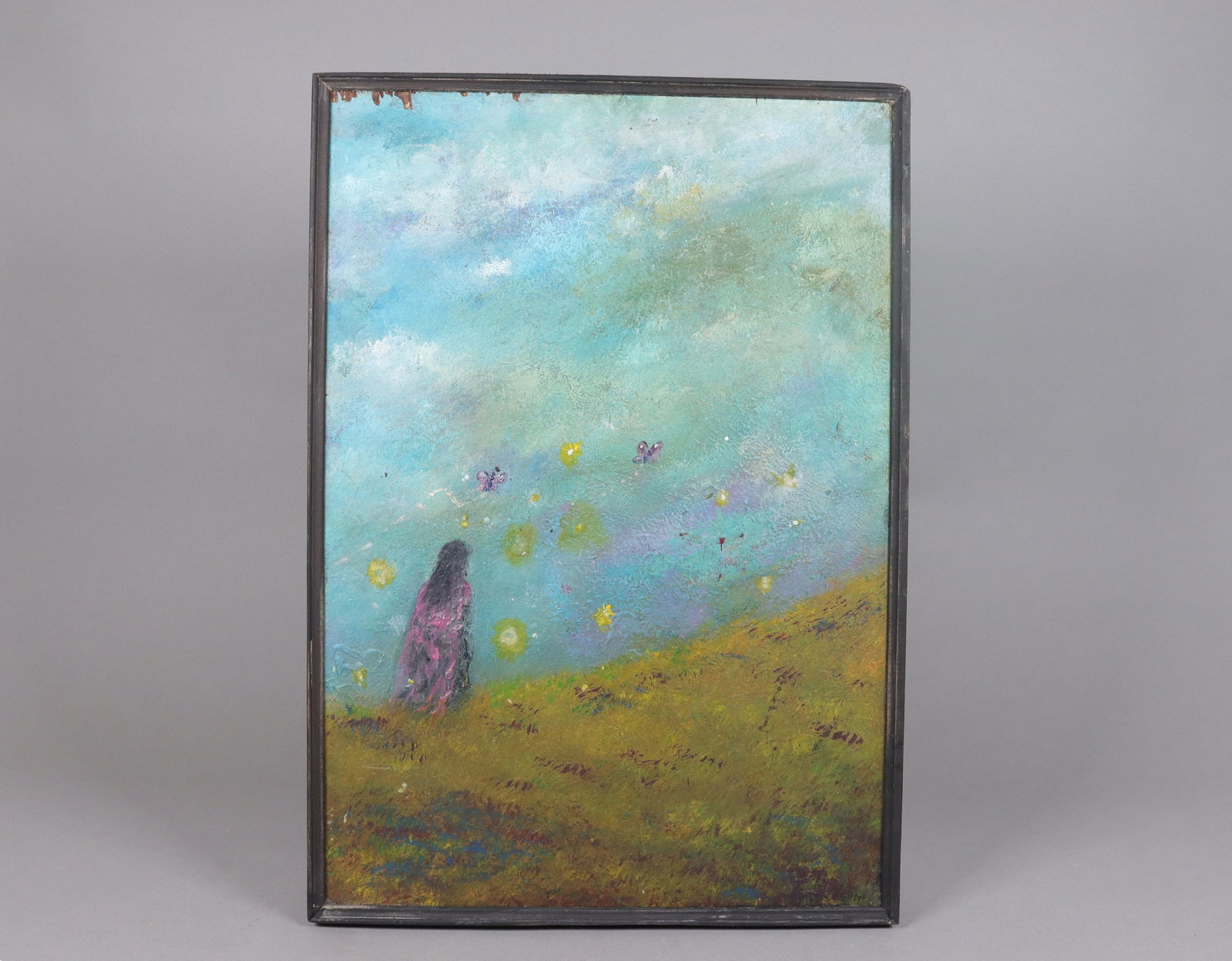 Odilon Redon painting: Odilon Redon painting. From a major estate. H: 24.5" x W: 14.25."