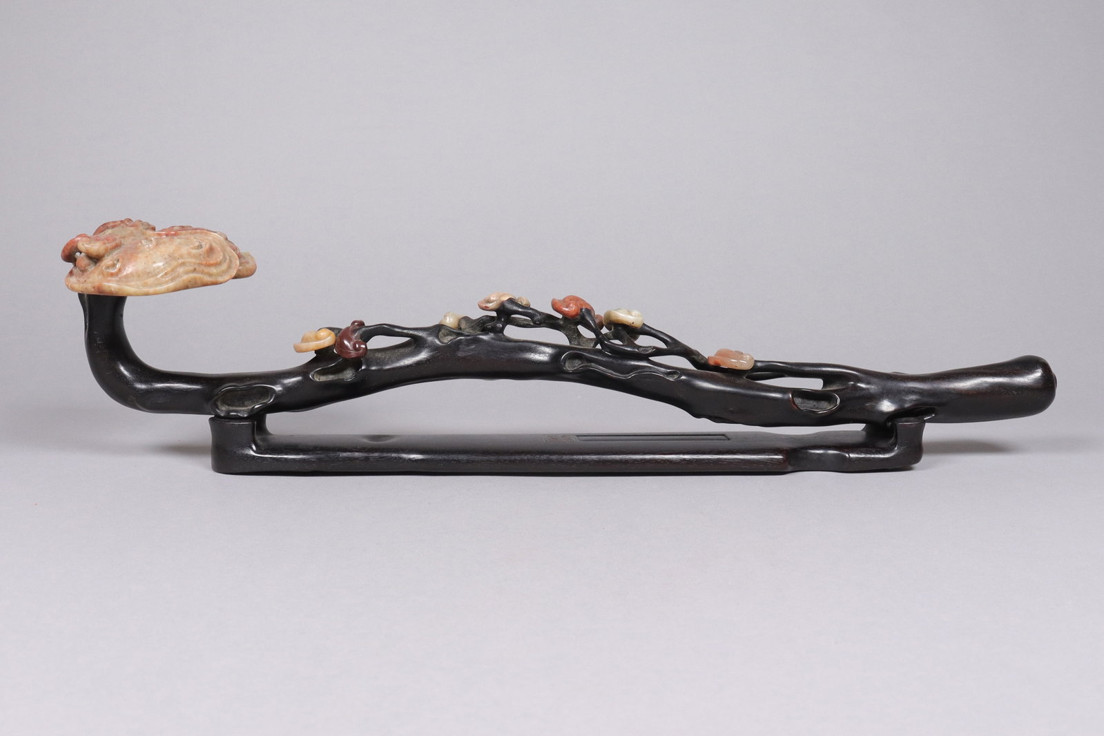 2 Chinese possibly zitan wood items: 2 Chinese possibly zitan wood items. From an estate. Largest L: 20" x W: 4."