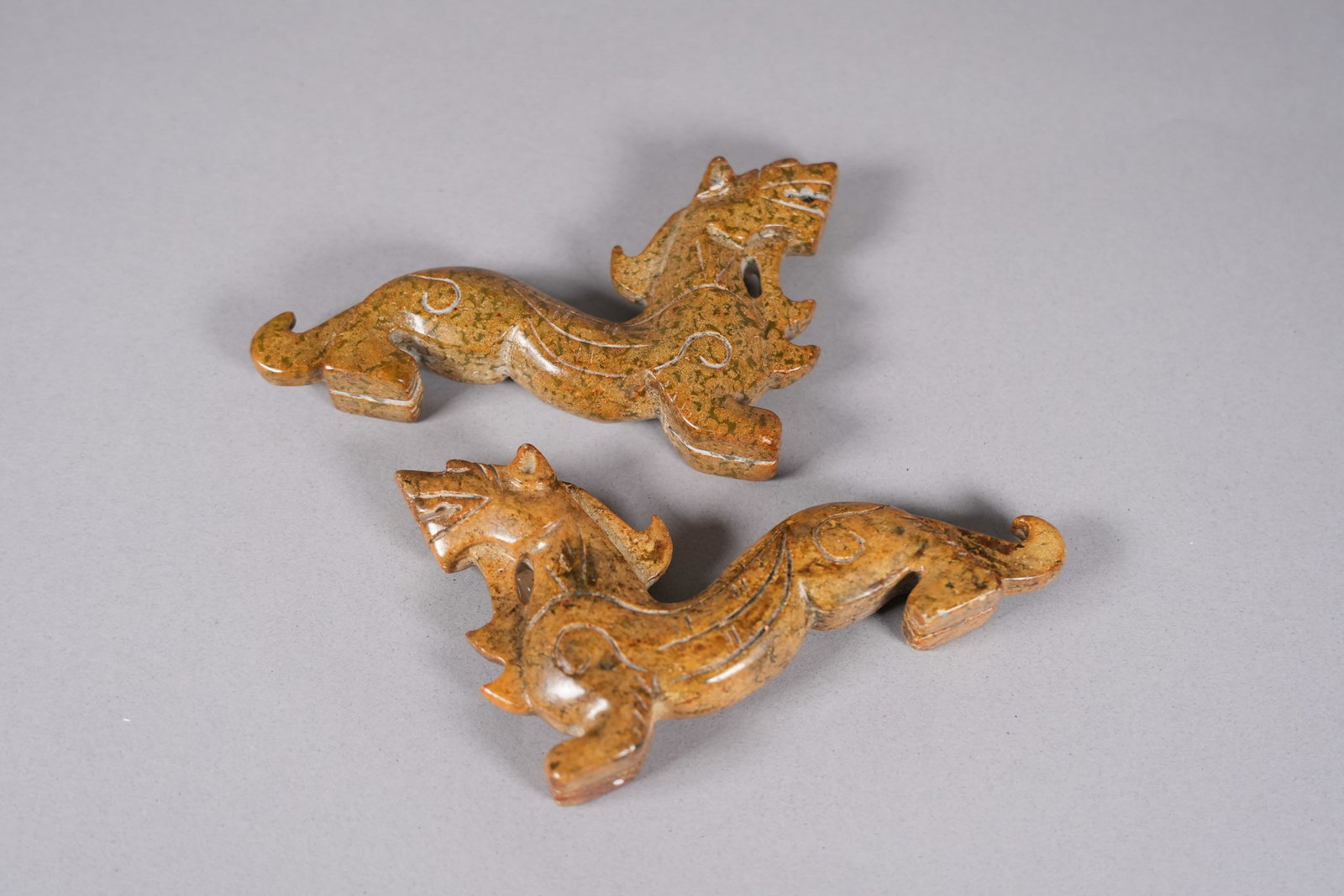 2 Chinese large jade beasts: 2 Chinese large jade beasts.