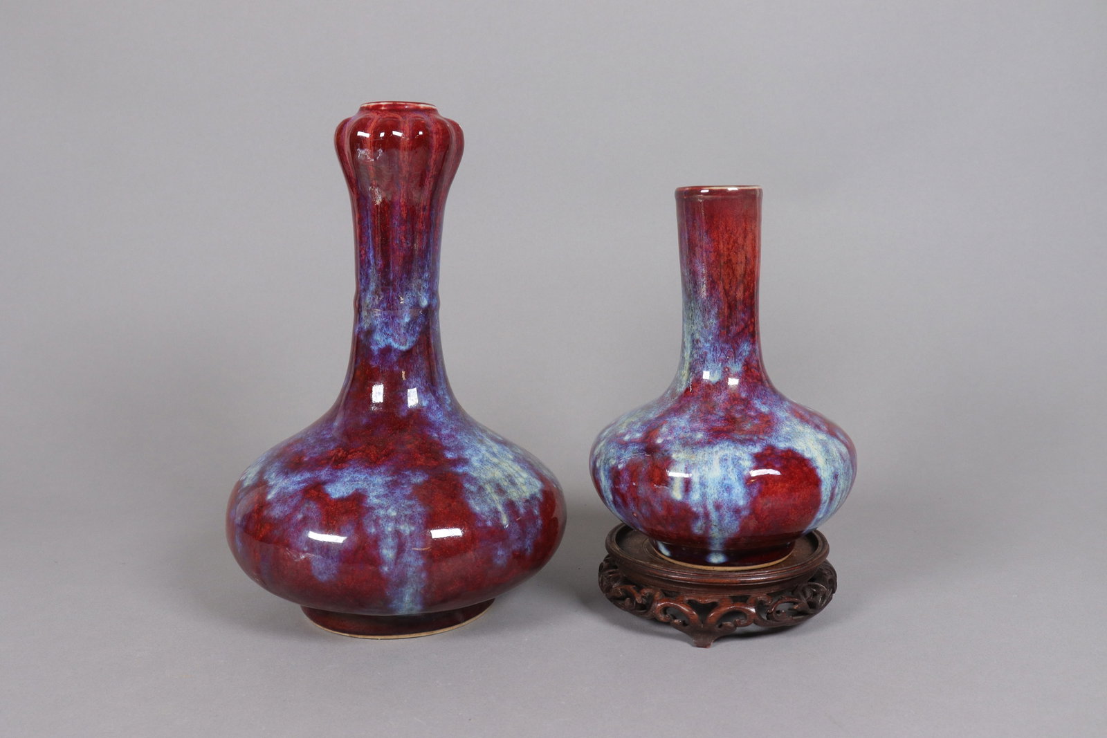 2 Chinese fine red vase: 2 Chinese fine red vase, largest H: 10" x W: 6.25."