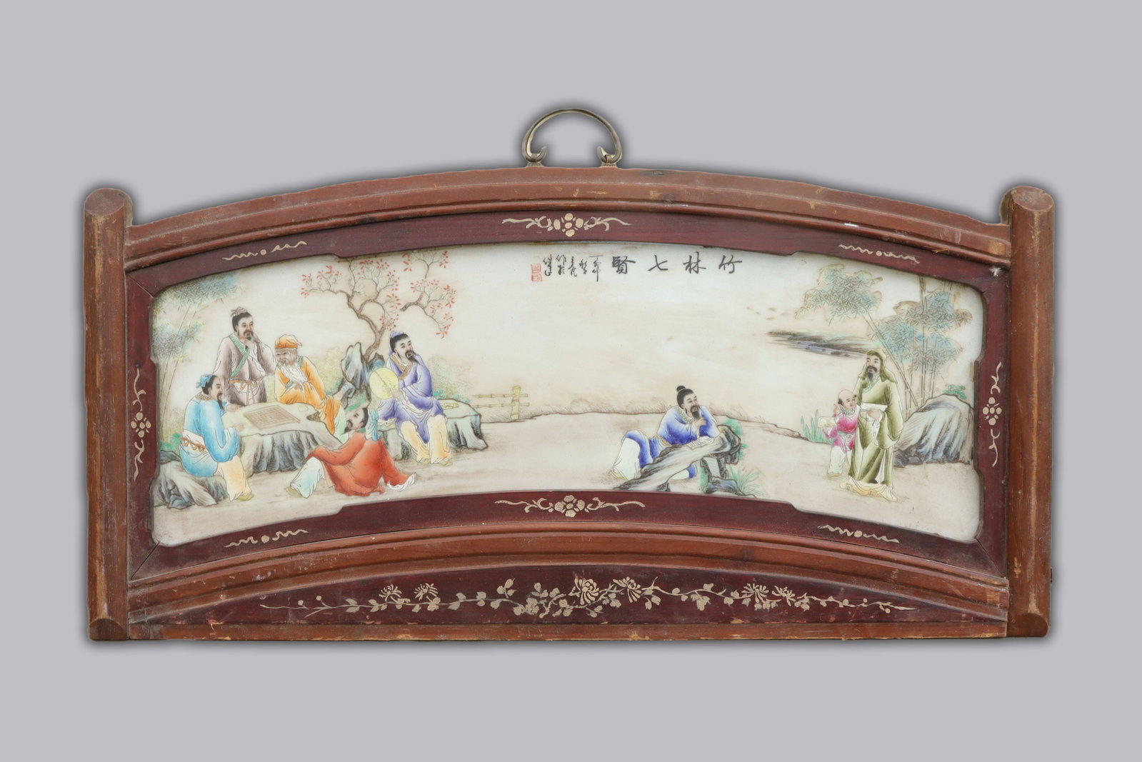 Chinese wooden framed porcelain (1 of 6)