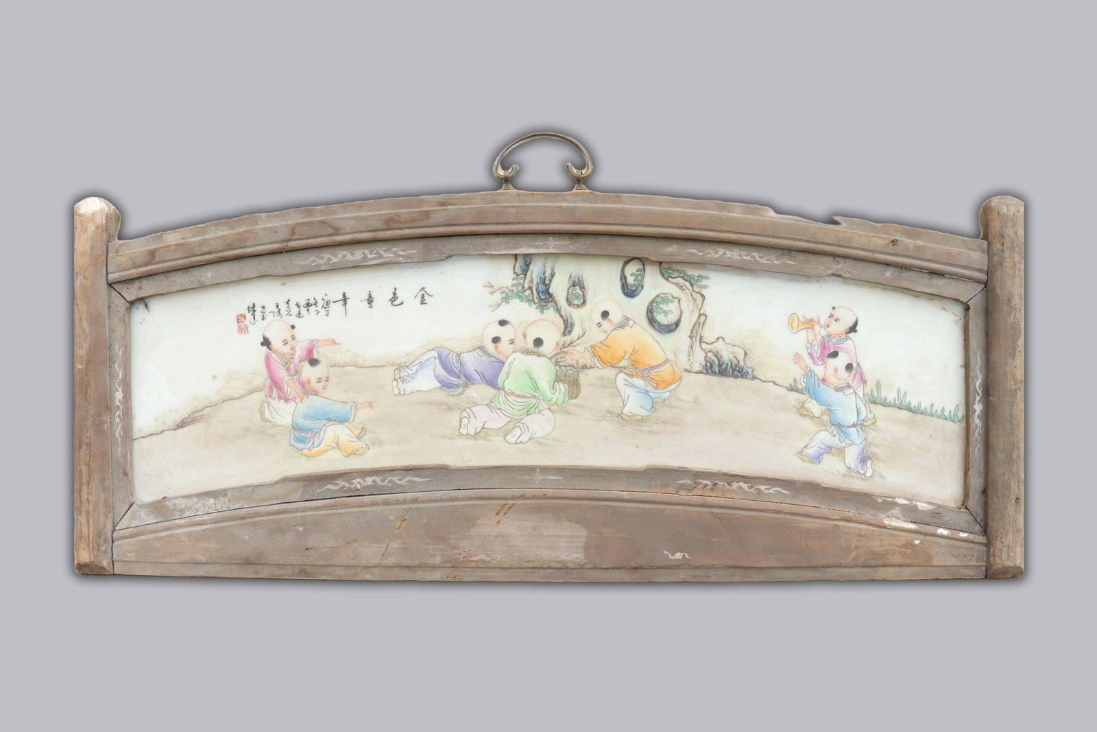 Chinese wooden framed porcelain (1 of 6)