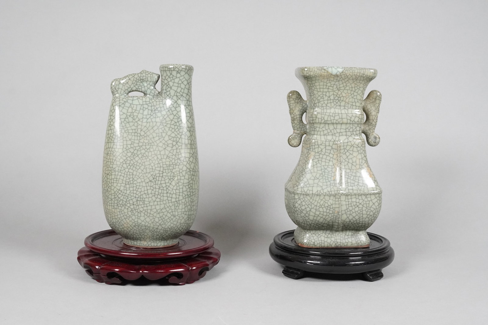 2 Chinese fine crackled vase: 2 Chinese fine crackled vase. Largest H: 9" x W: 5."