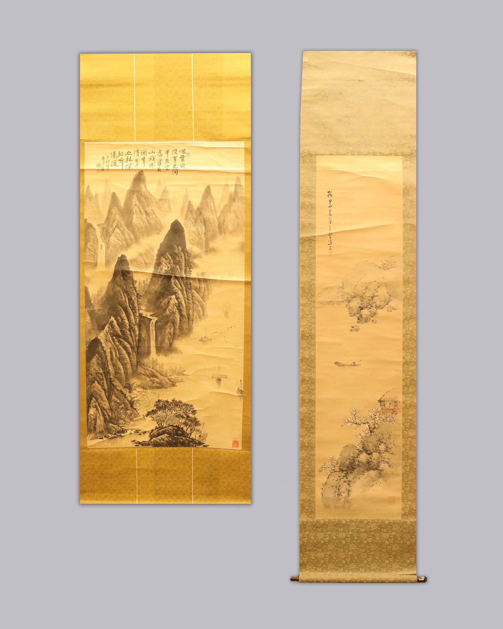 2 Chinese long scrolls: 2 Chinese long scrolls.