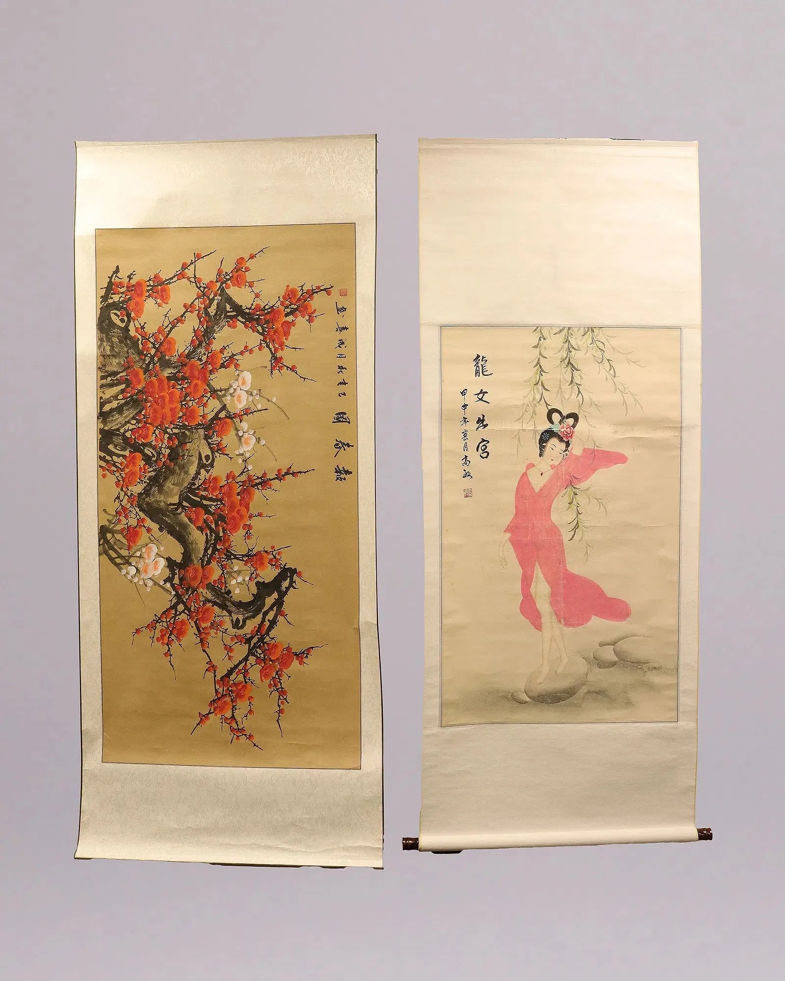 2 Chinese long scrolls: 2 Chinese long scrolls.