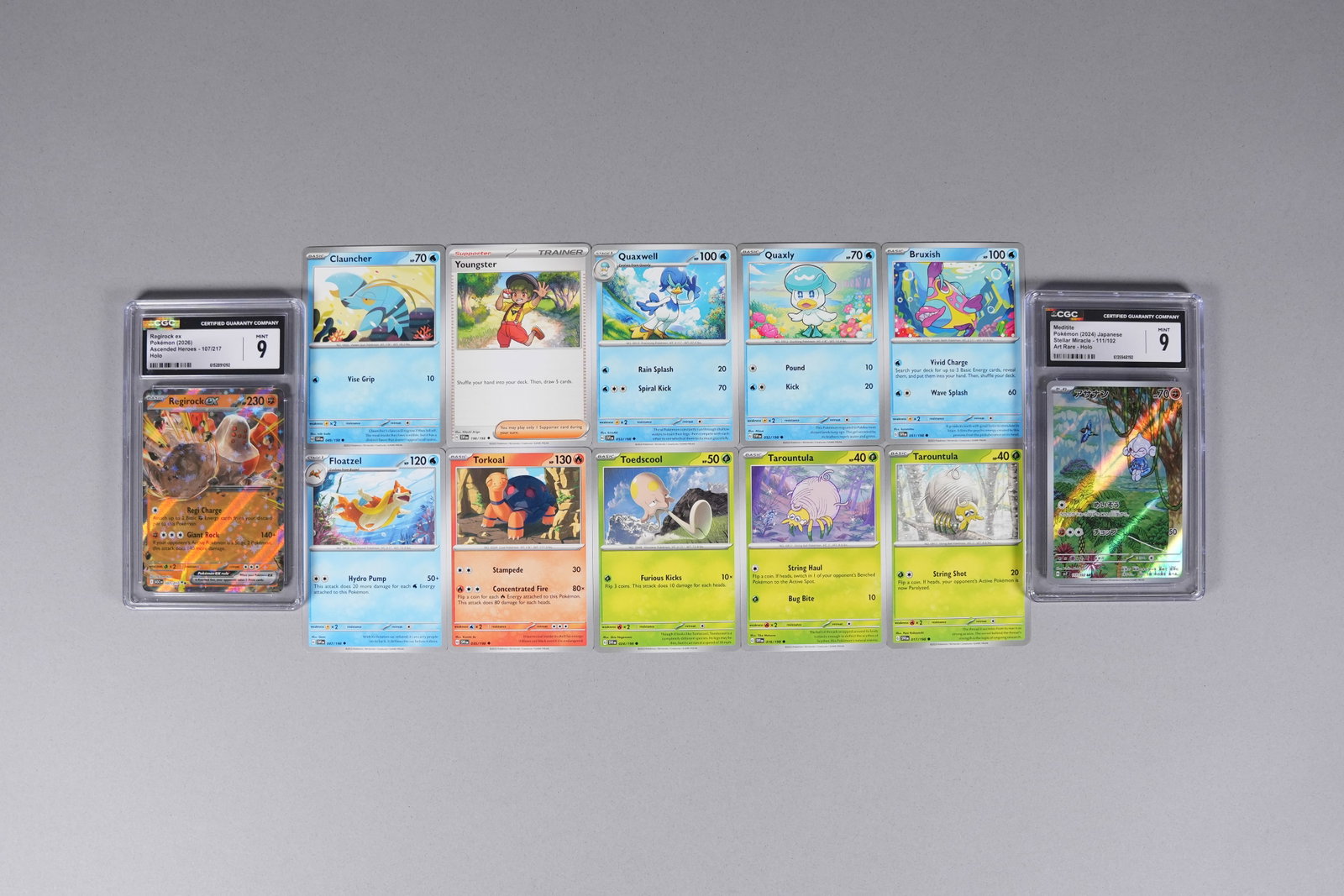 Lots Pokemon cards graded: Lots Pokemon cards, some are graded.