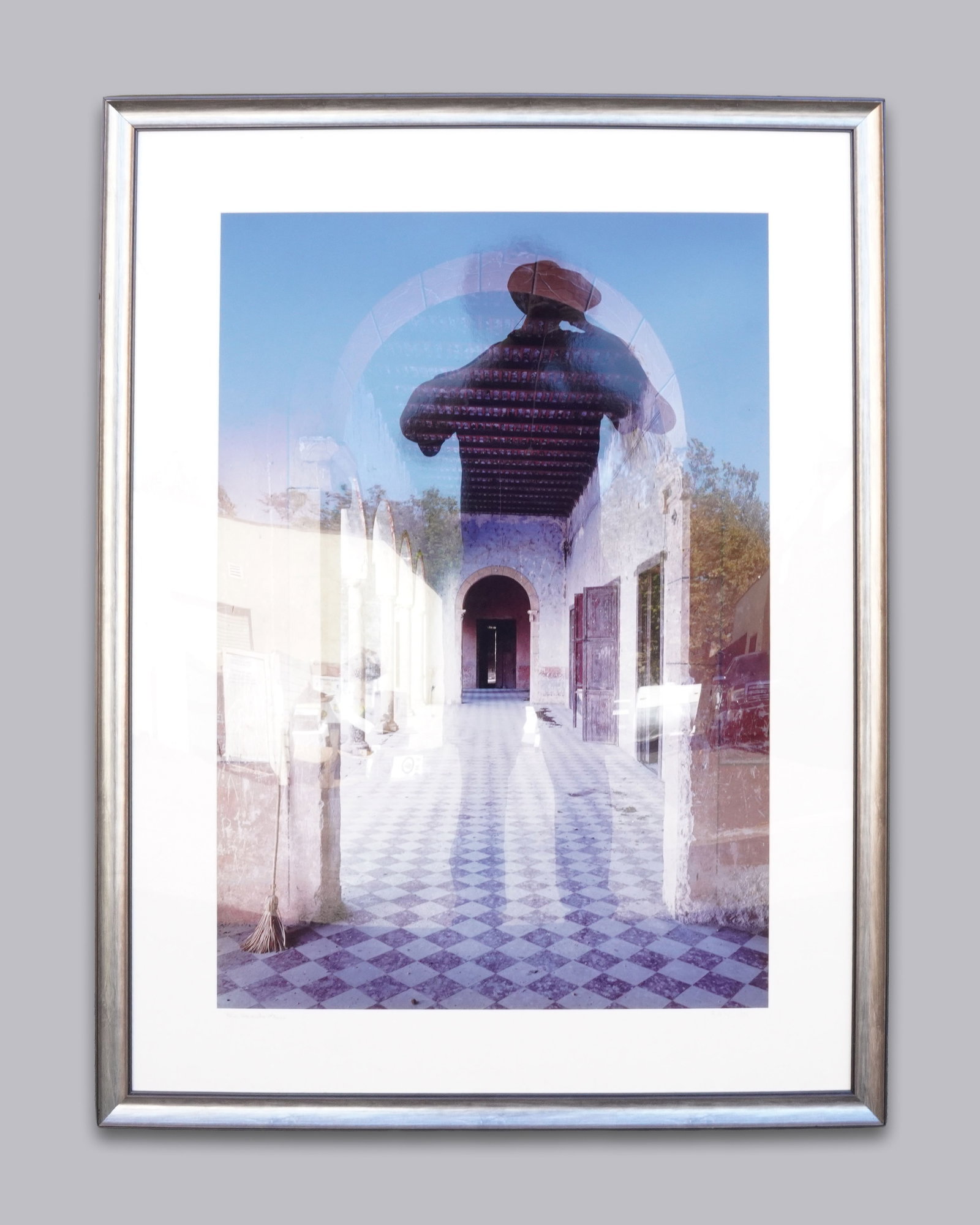 Large framed art print dated: Large framed art print, dated. H: 51.5" x W: 39."