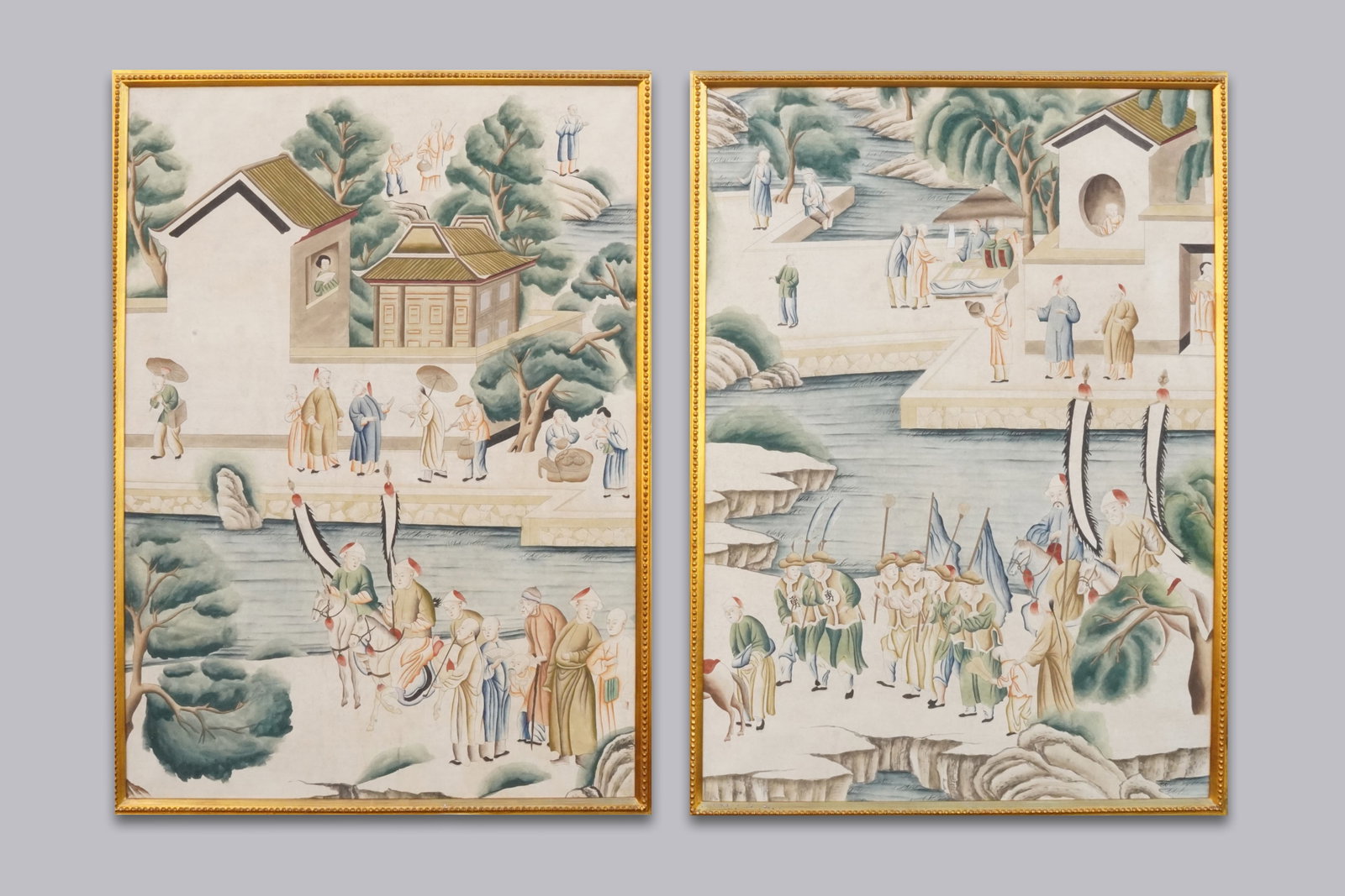 2 Chinese fine large art: 2 Chinese large fine art. H: 44.5" x W: 32.5."