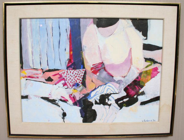 Gabriel Godard Gouache Painting: Gabriel Godard (French, b.1933), "Personnage", gouache, signed lower right and dated '70, matted and framed. Provenance: David B. Findlay Galleries, 11 East 57 Street, New York, N.Y. 22" x 29 (sight).