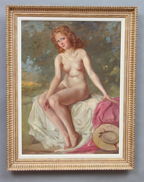 Maria Szantho (Hungary) Painting of a Nude Lady