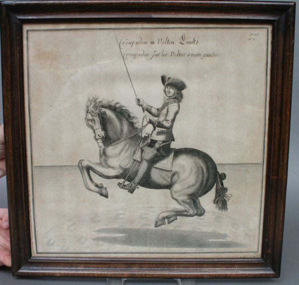 Trio of 18th c. Equestrian or Dressage Horse Print