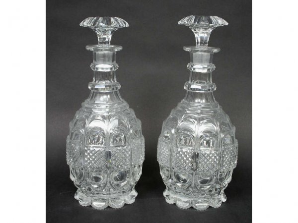 Pair of 19thc. American Cut Glass Decanters