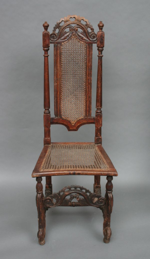Pair of Jacobean Style Caned Side Chairs - 2