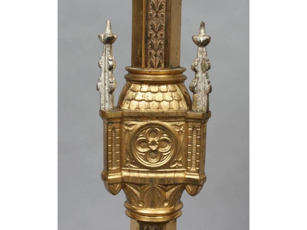 Pair of Gothic Revival Style Altar Candlesticks - 3