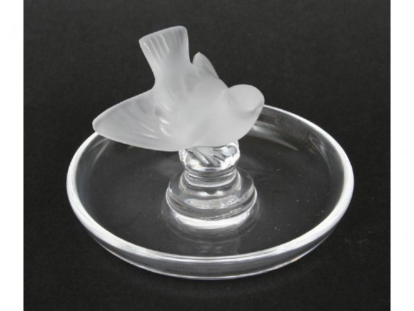 Two Lalique Crystal Bird Pin Trays - 2