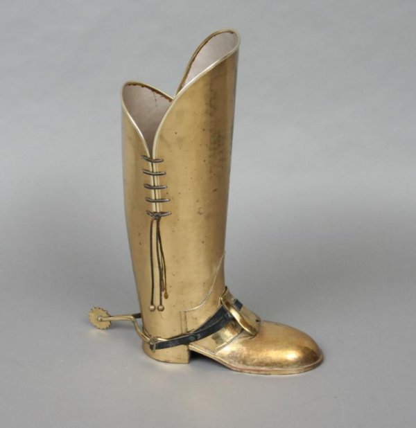 English Brass Boot Umbrella Stand By Lombard