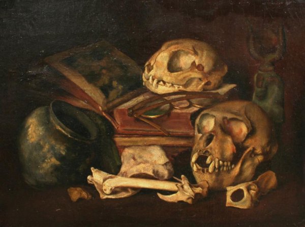 18th or 19th c. Vanitas Theme Oil Painting